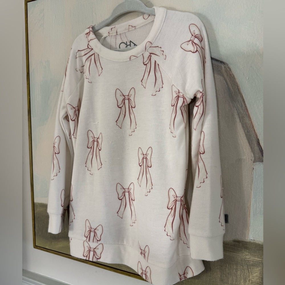 CHASER Allover Bows Girls Raglan Pullover Size 5 - Picture 4 of 7